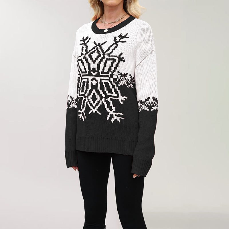 Jasmijn Two-Tone Snowflake Jacquard Sweater - image 2