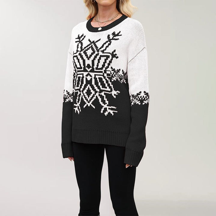 Jasmijn Two-Tone Snowflake Jacquard Sweater - image 2