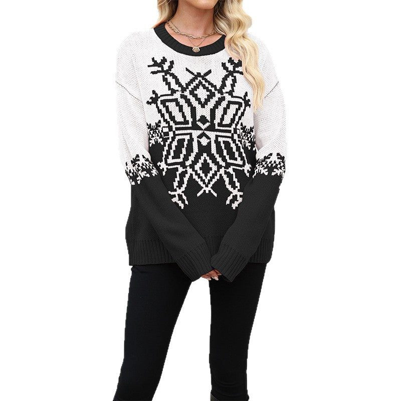 Jasmijn Two-Tone Snowflake Jacquard Sweater - image 4