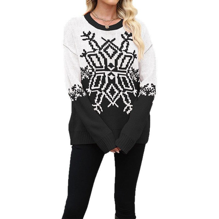 Jasmijn Two-Tone Snowflake Jacquard Sweater - image 4