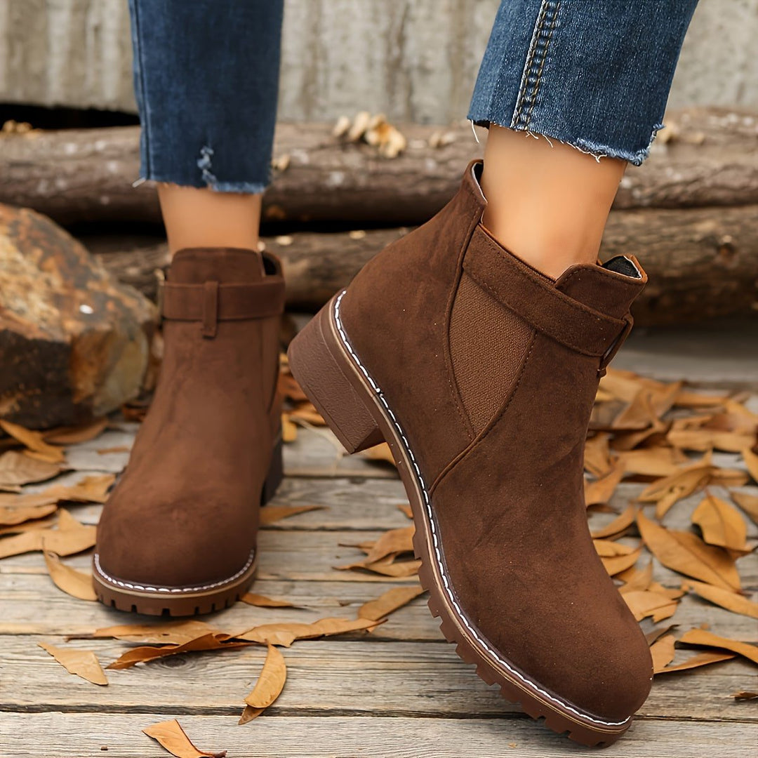 Gianna | Women's Block Heel Chelsea Ankle Boots with Buckle Strap