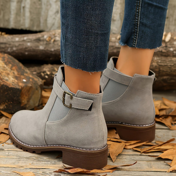 Gianna | Women's Block Heel Chelsea Ankle Boots with Buckle Strap