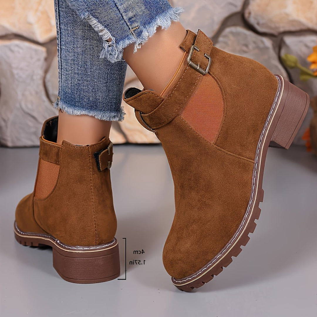 Gianna | Women's Block Heel Chelsea Ankle Boots with Buckle Strap