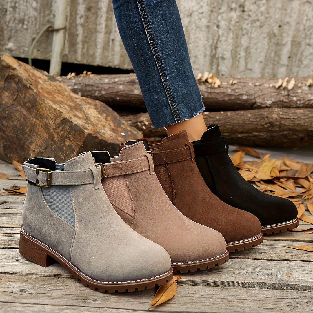 Gianna | Women's Block Heel Chelsea Ankle Boots with Buckle Strap
