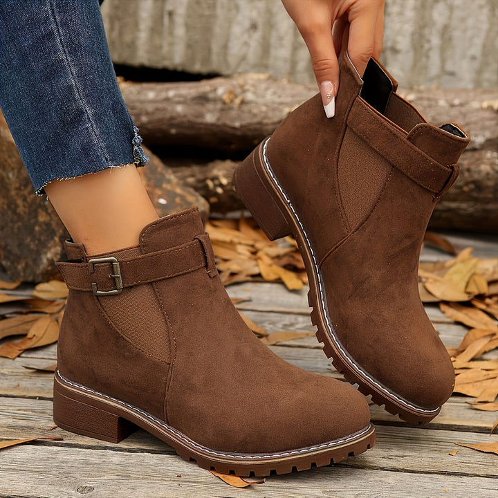 Gianna | Women's Block Heel Chelsea Ankle Boots with Buckle Strap