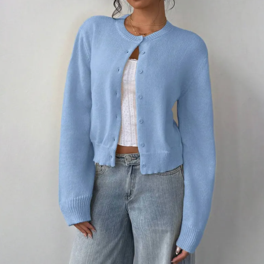 Marta | Women's Cropped Crew Neck Knit Cardigan