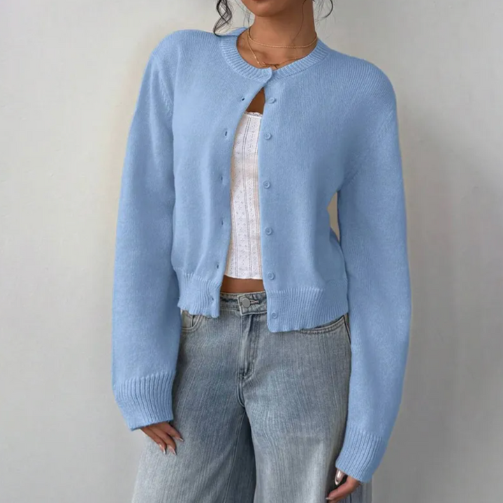 Marta | Women's Cropped Crew Neck Knit Cardigan