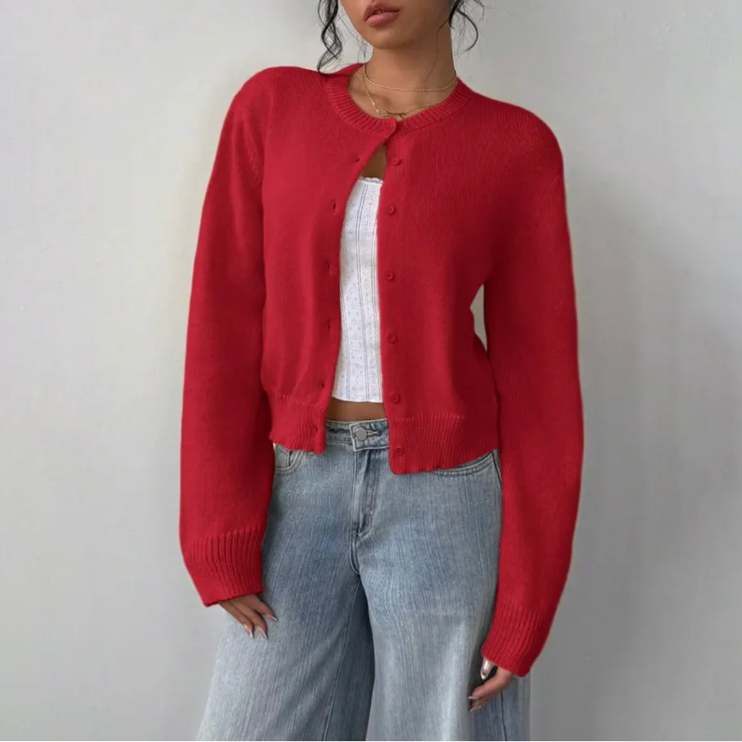 Marta | Women's Cropped Crew Neck Knit Cardigan