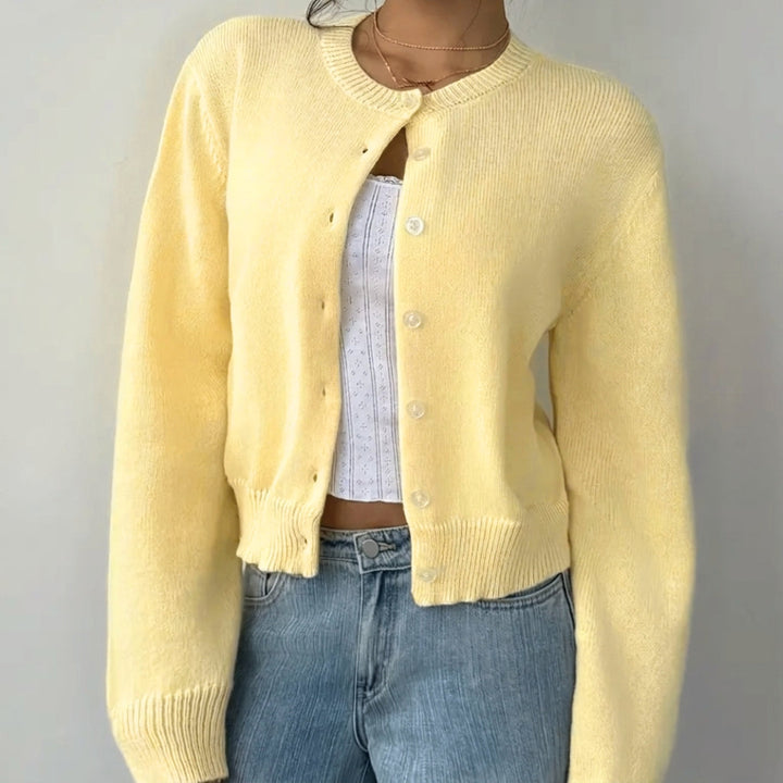 Marta | Women's Cropped Crew Neck Knit Cardigan