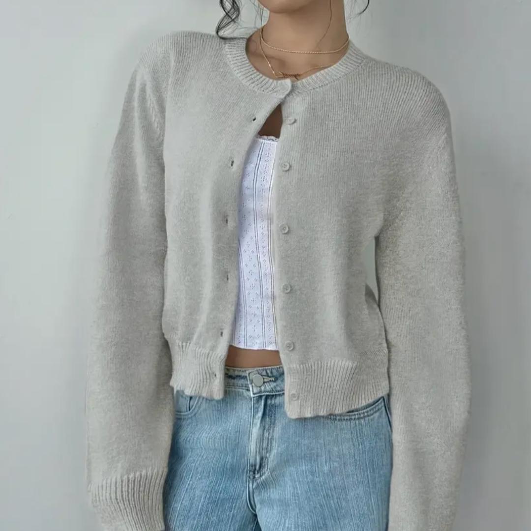 Marta | Women's Cropped Crew Neck Knit Cardigan