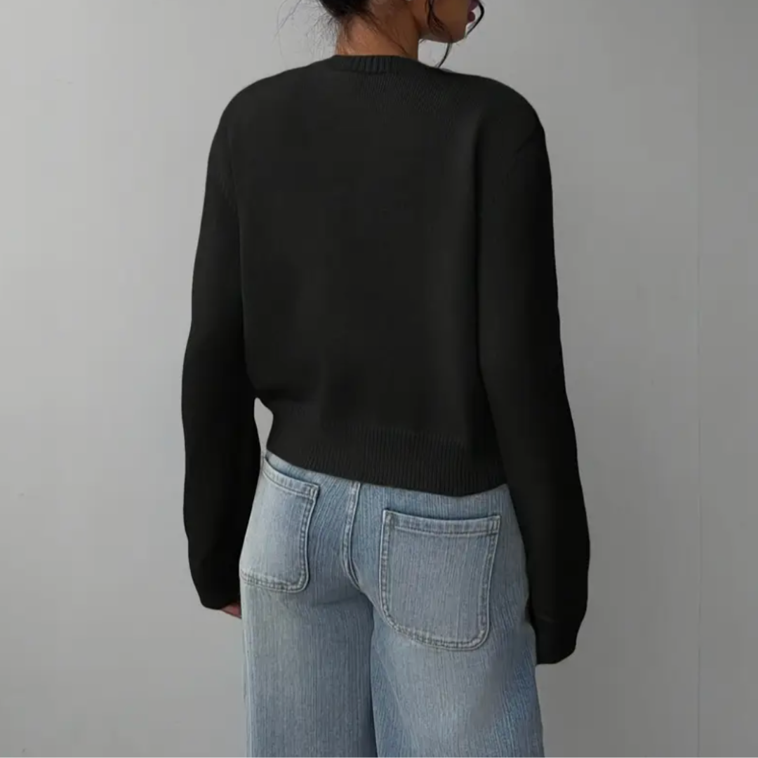 Marta | Women's Cropped Crew Neck Knit Cardigan