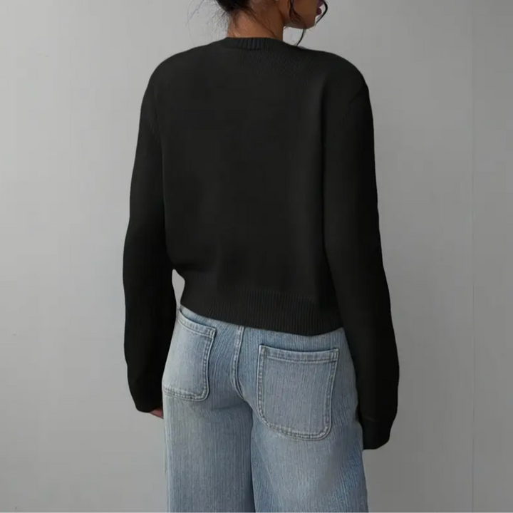 Marta | Women's Cropped Crew Neck Knit Cardigan