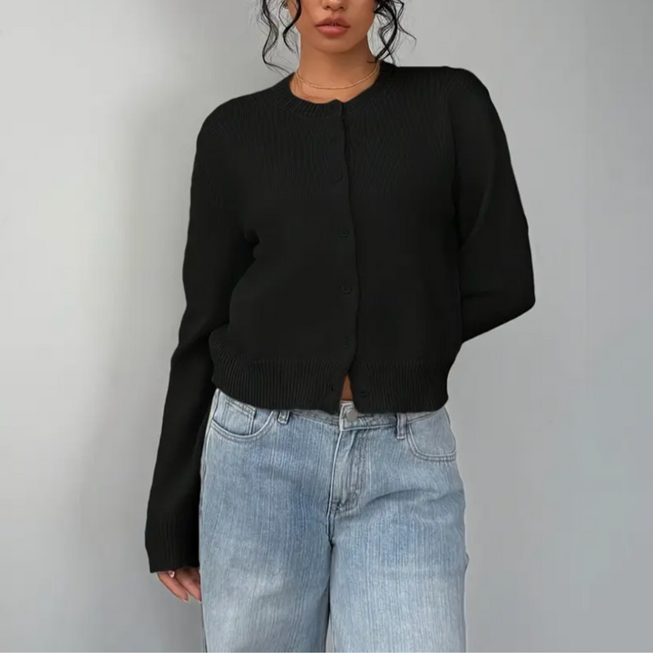 Marta | Women's Cropped Crew Neck Knit Cardigan