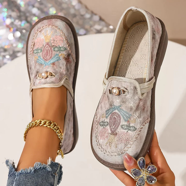 Seline Embroidered Loafers with Pearl Detail - image 1