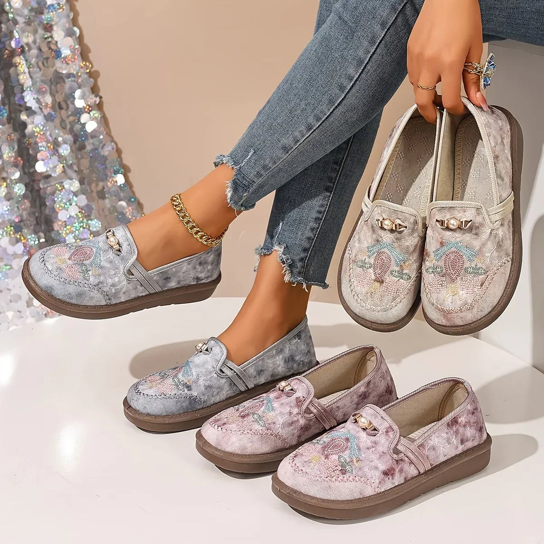 Seline Embroidered Loafers with Pearl Detail - image 4