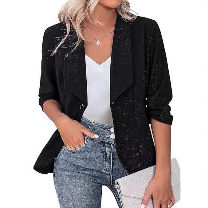 Almudena | Women's Glitter Blazer with Lapel