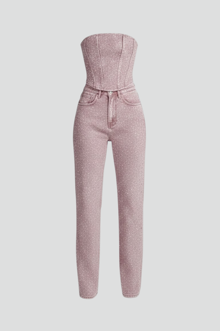 Eloise | Women’s Strapless Top with High-Waisted Trousers Set