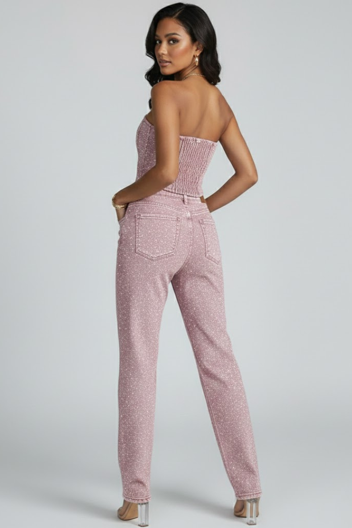Eloise | Women’s Strapless Top with High-Waisted Trousers Set
