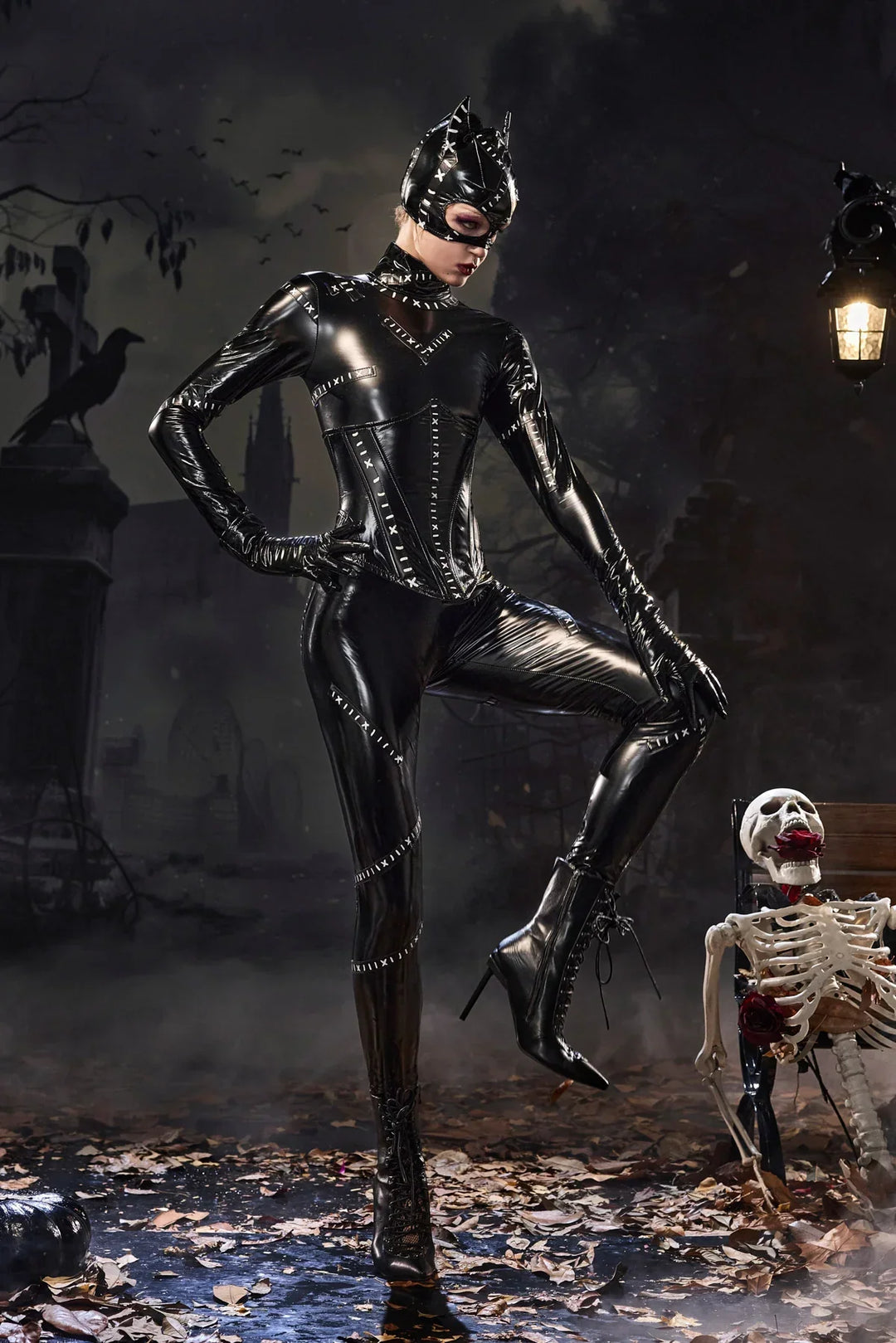 Women's Glossy Cat Catsuit Costume Set - image 3