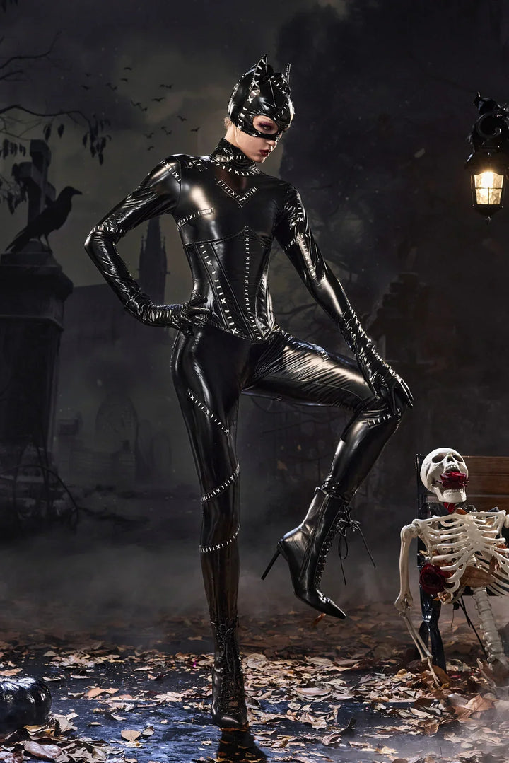 Women's Glossy Cat Catsuit Costume Set - image 3