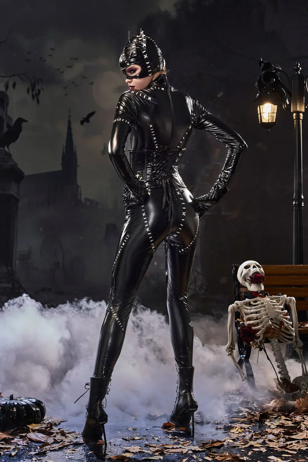 Women's Glossy Cat Catsuit Costume Set - image 4