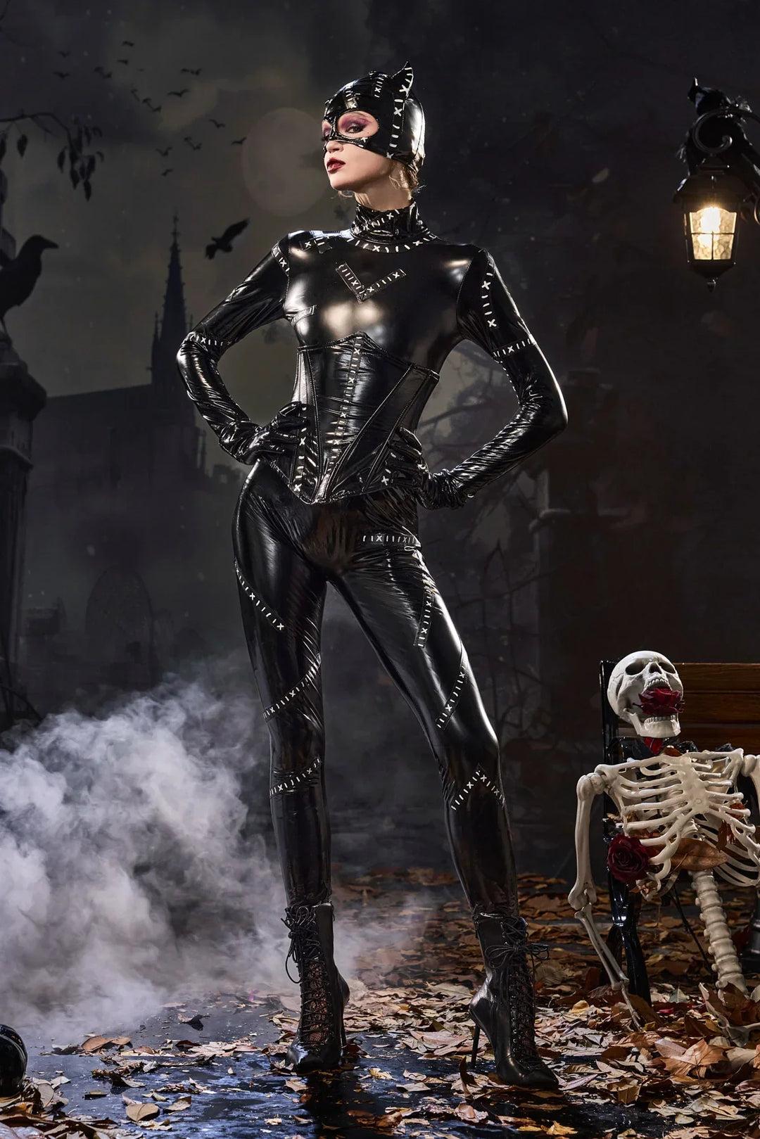 Women's Glossy Cat Catsuit Costume Set - image 6