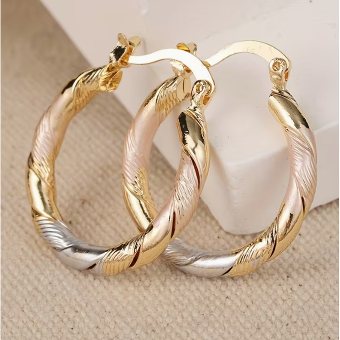 Pleun Twisted Tricolor Hoop Earrings - image 1