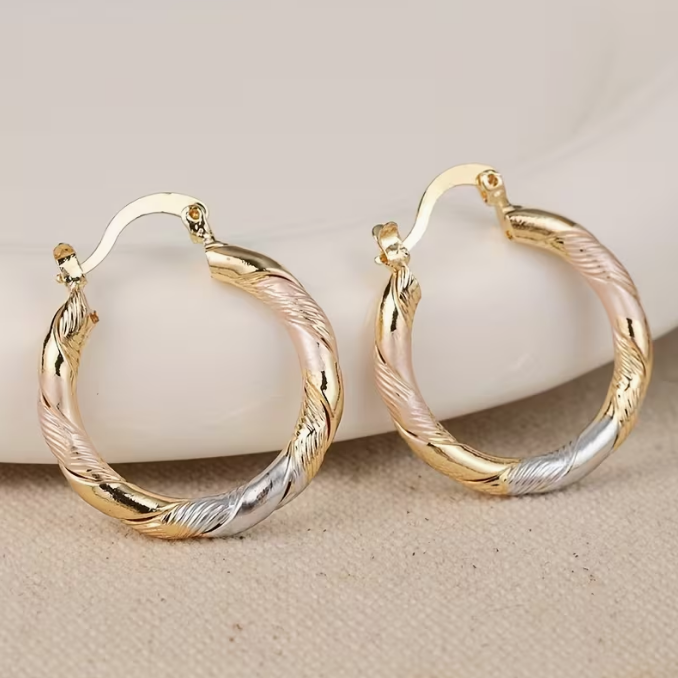 Pleun Twisted Tricolor Hoop Earrings - image 2