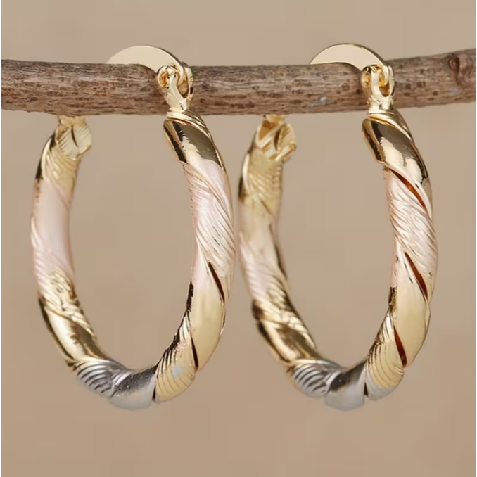 Pleun Twisted Tricolor Hoop Earrings - image 3
