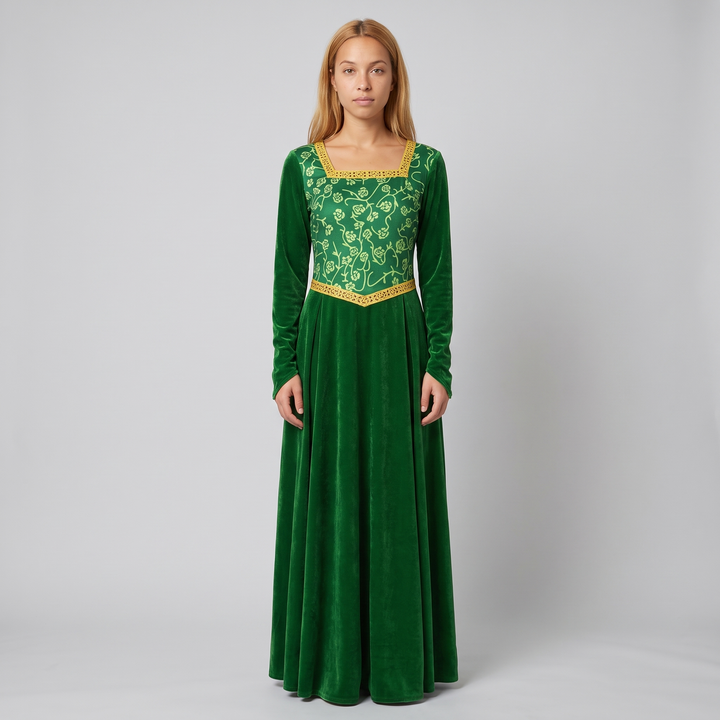 Women's Green Velvet Princess Gown Costume - image 1