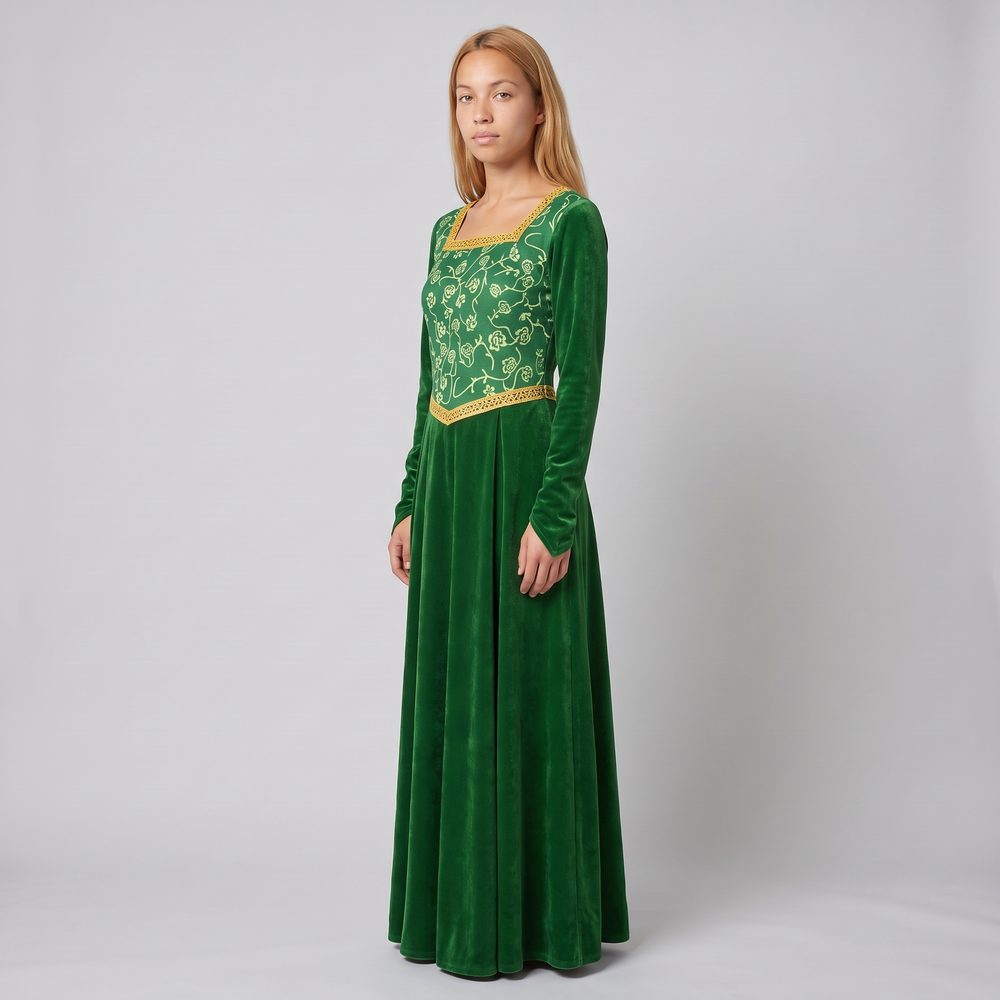 Women's Green Velvet Princess Gown Costume - image 2