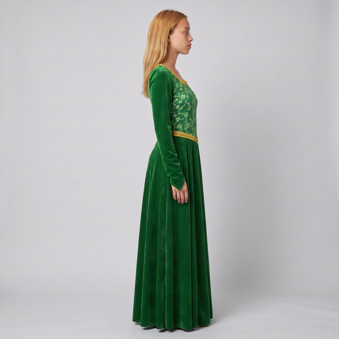 Women's Green Velvet Princess Gown Costume - image 3
