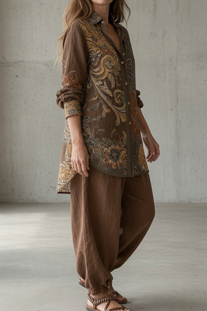 Nathalie | Women's Printed Shirt and Trouser Set
