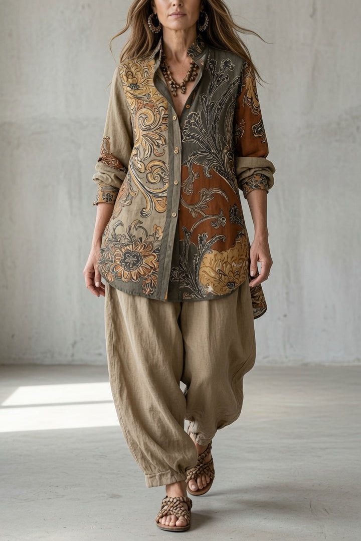 Nathalie | Women's Printed Shirt and Trouser Set