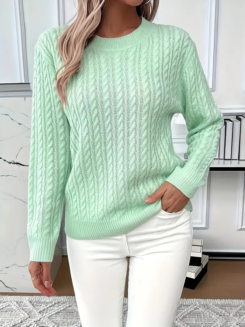 Lisandra | Women's Cable Knit Sweater with Crew Neck