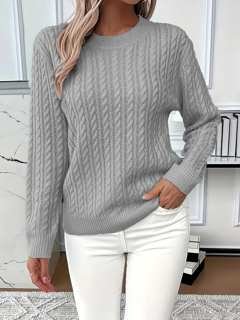 Lisandra | Women's Cable Knit Sweater with Crew Neck