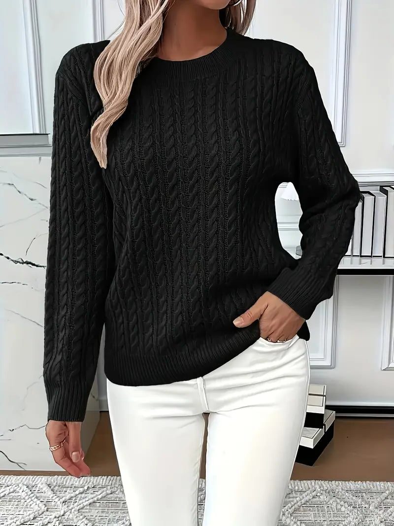 Lisandra | Women's Cable Knit Sweater with Crew Neck