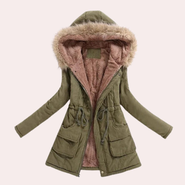 Hannah | Women's Parka Jacket with Hood and Faux Fur Trim