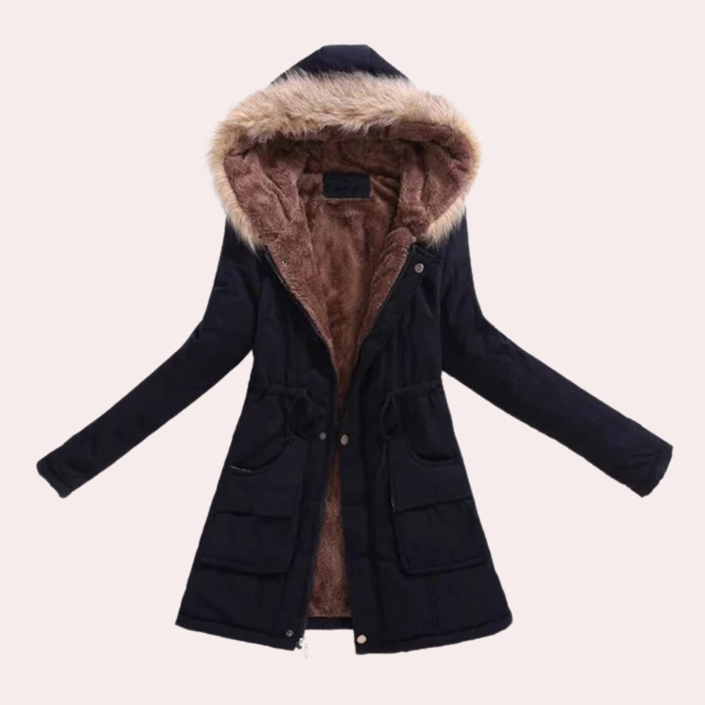 Hannah | Women's Parka Jacket with Hood and Faux Fur Trim