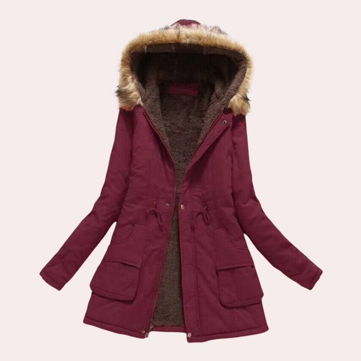 Hannah | Women's Parka Jacket with Hood and Faux Fur Trim