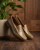 Imogen | Women's Slip-On Leather Penny Loafers in Khaki