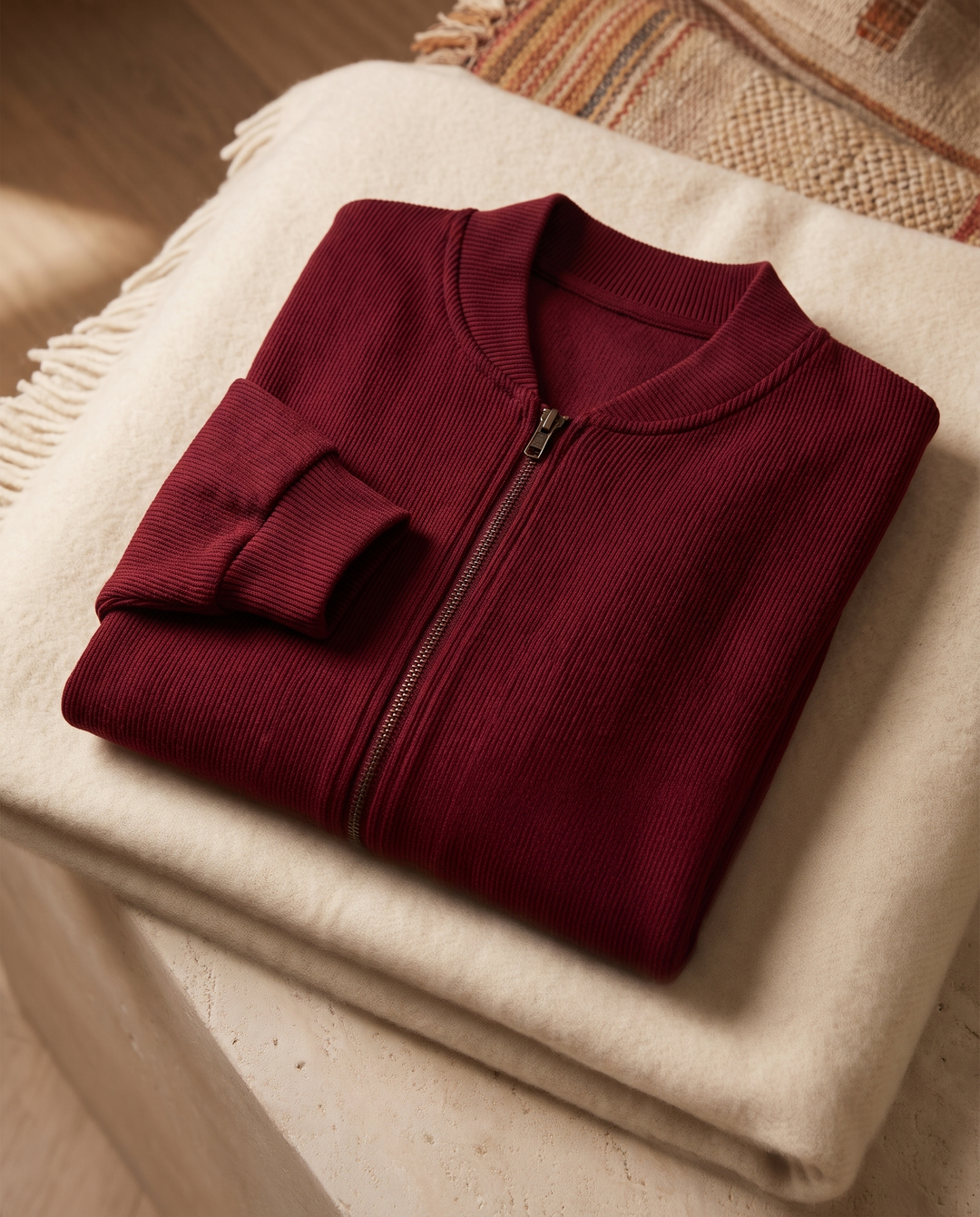 Caraway | Women's Zip-Front Jacket for Cold Weather in Dark Red
