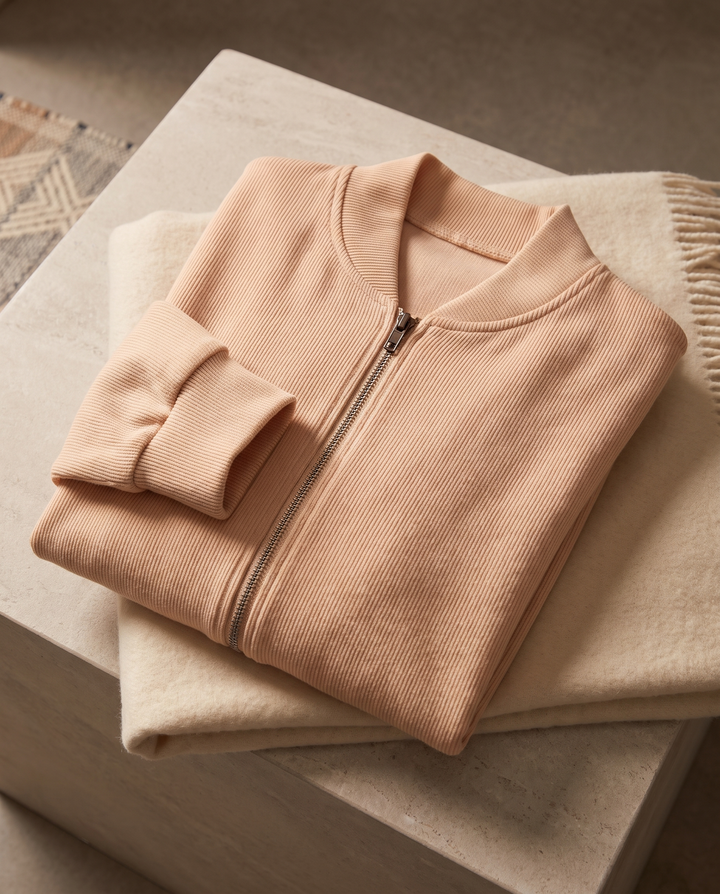 Caraway | Women's Zip-Front Jacket for Cold Weather in Apricot