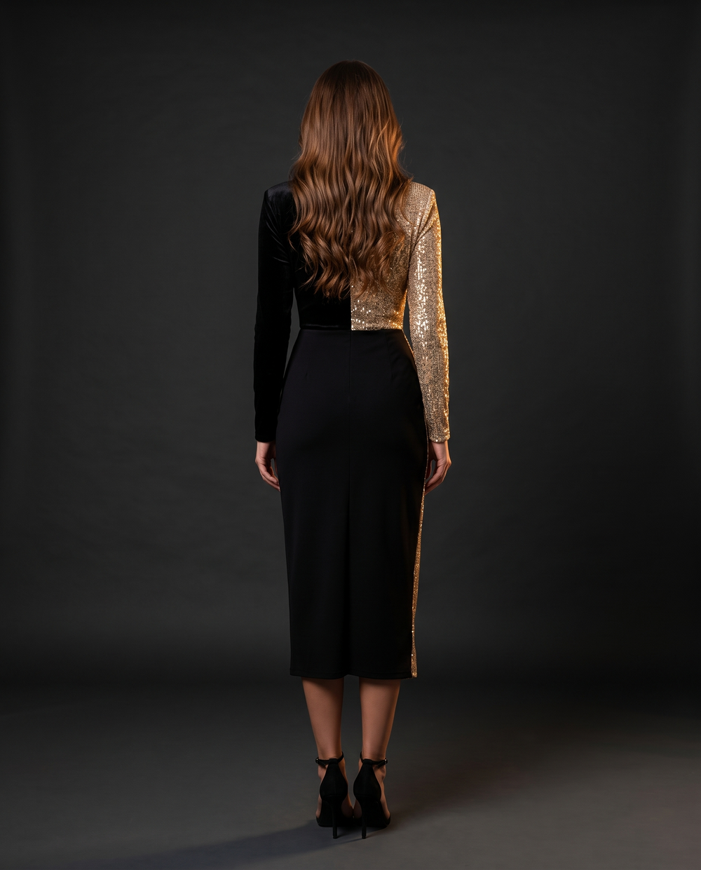Sequin Midi Dress for women - Antoinette, back view