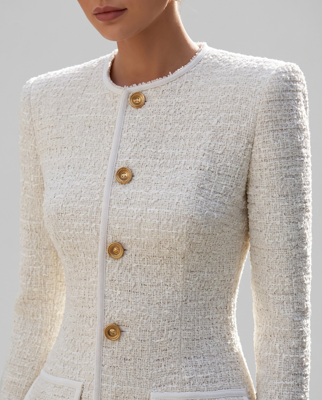 Midi Dress for women - Annette, neckline and button detail