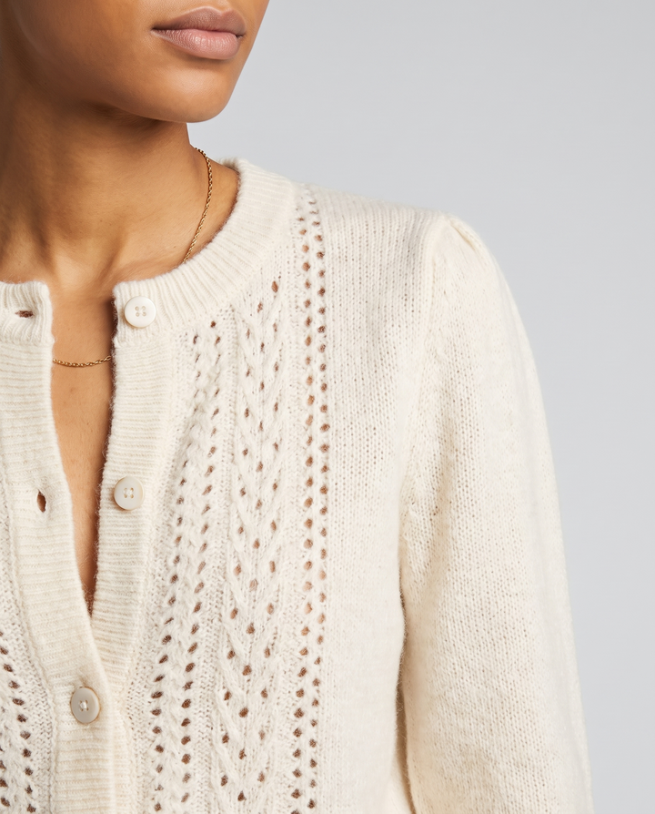 Cardigan for women - Vendelina, lace knit and button detail