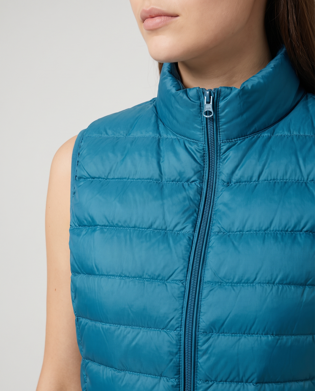 Puffer Vest for women - Therese, stand collar and zip detail
