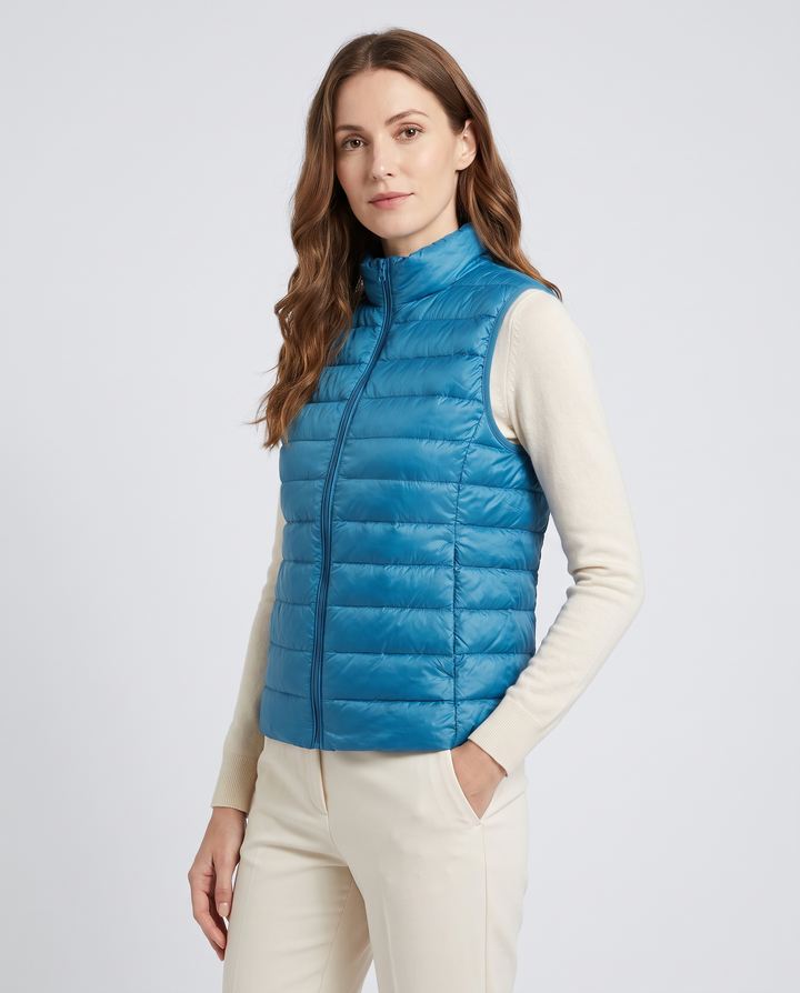 Puffer Vest for women - Therese, three-quarter view