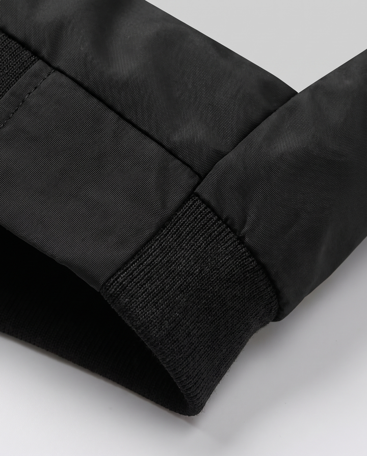 Bomber Jacket for women - Ludivine, fabric and rib close-up