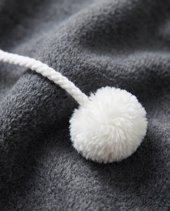 Romane | Women's Fleece Pet Pouch Hoodie with Pom-Pom Drawstring - fabric detail